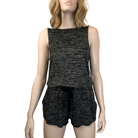 Artizia Wilfred Free Romper Playsuit Shorts Jumpsuit Rayon Blend Knit Grey Tweed - Picture 2 of 16